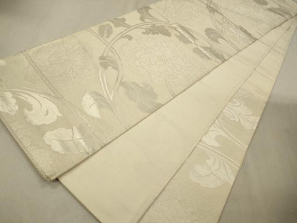 平和屋着物◎六通柄袋帯 唐織 花唐草文 銀糸 正絹 逸品 CAAV0147qe