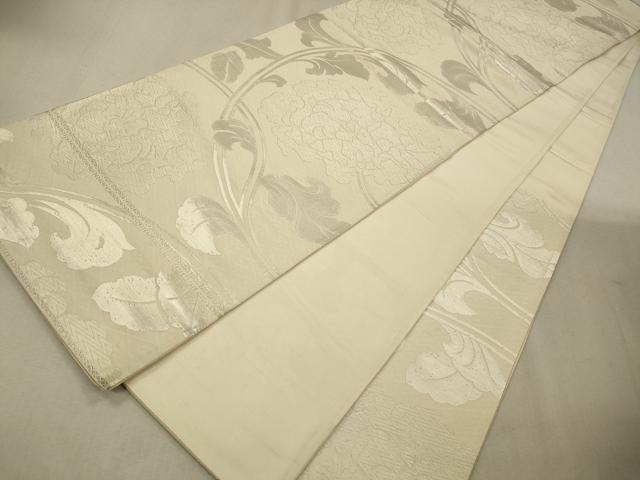 平和屋着物◎六通柄袋帯 唐織 花唐草文 銀糸 正絹 逸品 CAAV0147qe