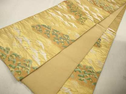 平和屋着物◎六通柄袋帯 飛鶴浜松文 金銀糸 正絹 逸品 CAAV0156qe
