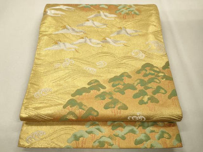 平和屋着物◎六通柄袋帯 飛鶴浜松文 金銀糸 正絹 逸品 CAAV0156qe