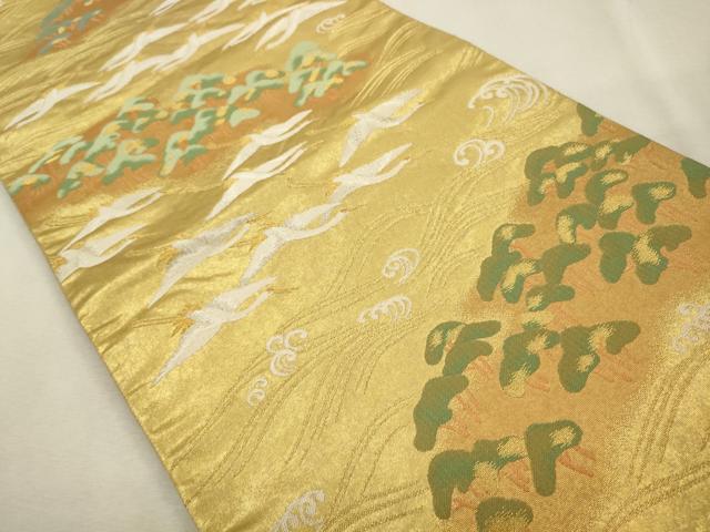 平和屋着物◎六通柄袋帯 飛鶴浜松文 金銀糸 正絹 逸品 CAAV0156qe