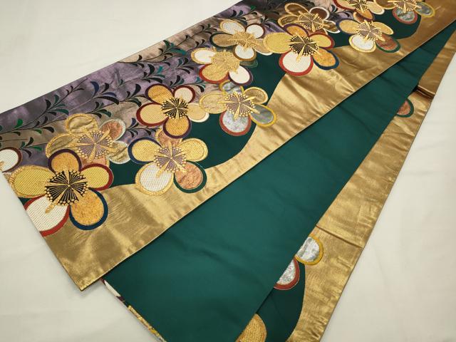 平和屋着物◎全通柄袋帯　唐織　枝垂れ花文　金銀糸　正絹　逸品　CAAV0162qe