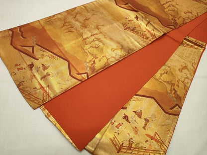 平和屋着物◎西陣 六通柄袋帯 人物風景文 正絹 逸品 CAAV0168qe
