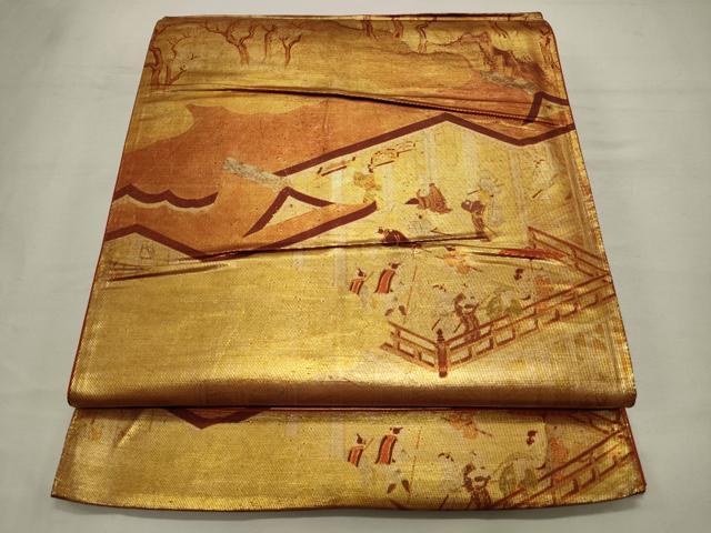 平和屋着物◎西陣 六通柄袋帯 人物風景文 正絹 逸品 CAAV0168qe