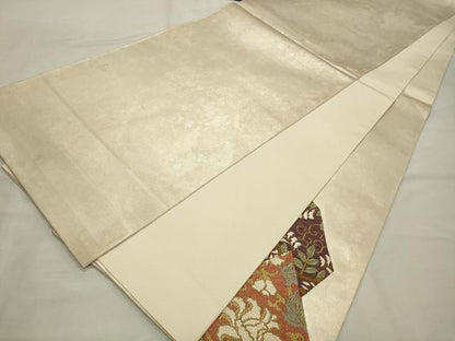平和屋着物◎太鼓柄袋帯　更紗花文　金糸　正絹　逸品　CAAV0179qe