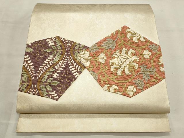 平和屋着物◎太鼓柄袋帯　更紗花文　金糸　正絹　逸品　CAAV0179qe