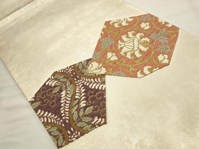 平和屋着物◎太鼓柄袋帯　更紗花文　金糸　正絹　逸品　CAAV0179qe