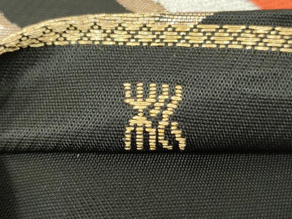 平和屋着物◎六通柄 本袋帯 更紗花文 黒地 金糸 CAAV0190qe