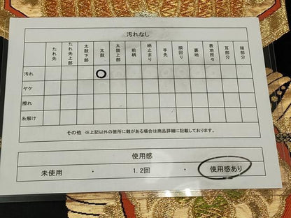 平和屋着物◎六通柄袋帯 唐織 亀甲花文 黒地 金銀糸 正絹 逸品 CAAV0200qe