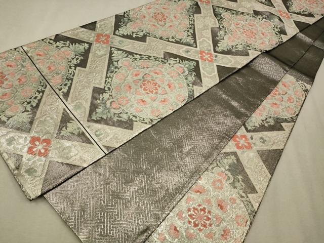 平和屋着物◎佐賀錦　六通柄袋帯　松皮菱花文　黒地　金糸　正絹　逸品　CAAV0205qe