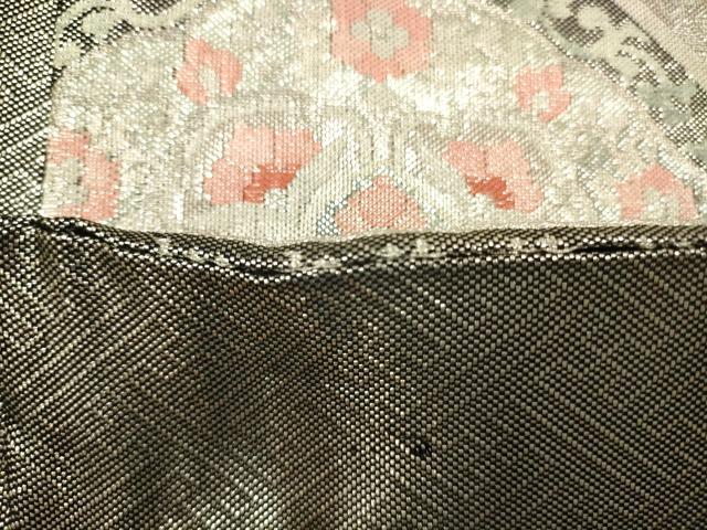 平和屋着物◎佐賀錦　六通柄袋帯　松皮菱花文　黒地　金糸　正絹　逸品　CAAV0205qe
