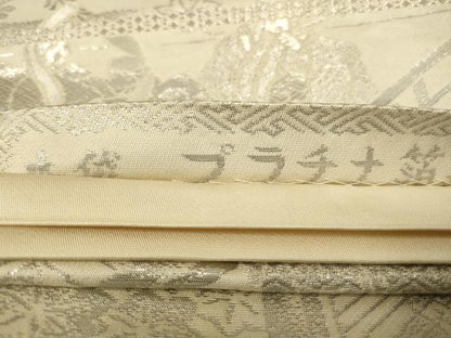 平和屋着物◎六通柄　本袋帯　人物風景文　プラチナ箔　正絹　逸品　CAAV0206qe