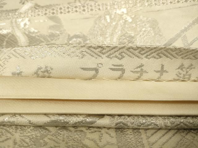 平和屋着物◎六通柄　本袋帯　人物風景文　プラチナ箔　正絹　逸品　CAAV0206qe
