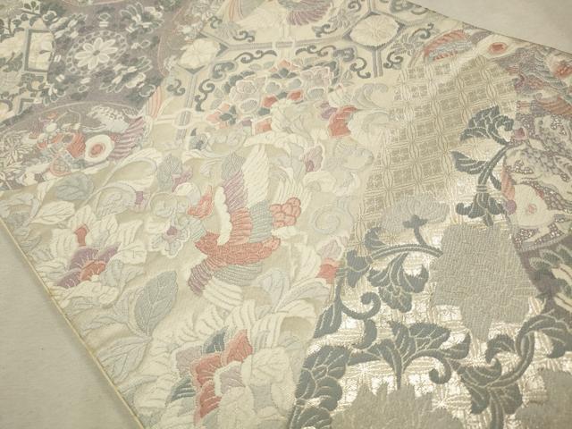 平和屋着物◎六通柄袋帯　唐織　鳳凰花文　銀糸　正絹　逸品　CAAV0212qe