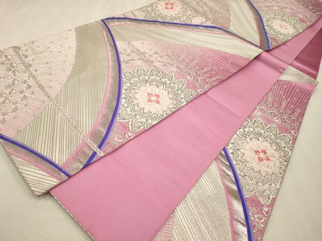 平和屋着物◎六通柄袋帯　唐織　正倉院花文　銀糸　正絹　逸品　CAAV0213qe