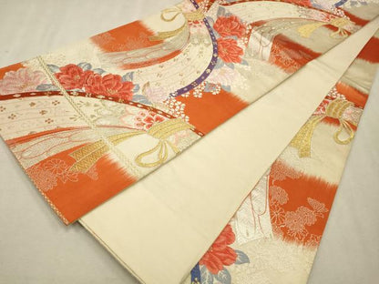 平和屋着物◎六通柄袋帯　唐織　吉祥花文　金銀糸　正絹　逸品　CAAV0214qe