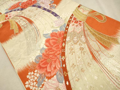 平和屋着物◎六通柄袋帯　唐織　吉祥花文　金銀糸　正絹　逸品　CAAV0214qe