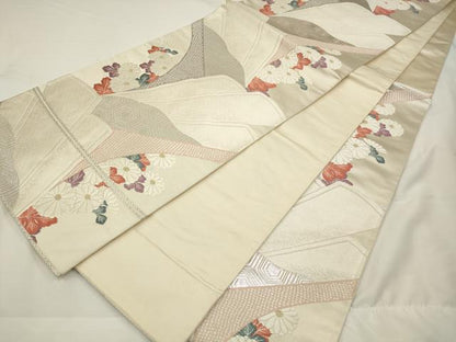 平和屋着物◎六通柄袋帯　唐織　草花文　金銀糸　正絹　逸品　CAAV0229qe