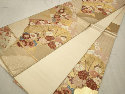 平和屋着物◎六通柄袋帯　唐織　吉祥花文　金糸　正絹　逸品　CAAV0256qe