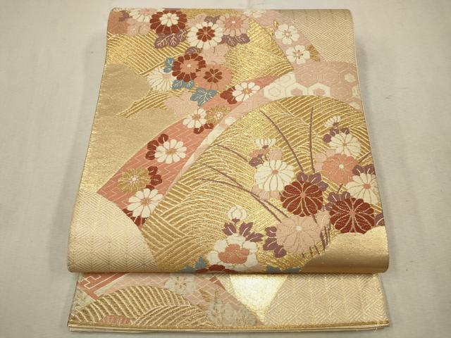 平和屋着物◎六通柄袋帯　唐織　吉祥花文　金糸　正絹　逸品　CAAV0256qe