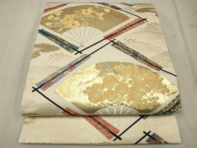 平和屋着物◎六通柄袋帯 唐織 扇花文 金銀糸 正絹 逸品 CAAV0318qe