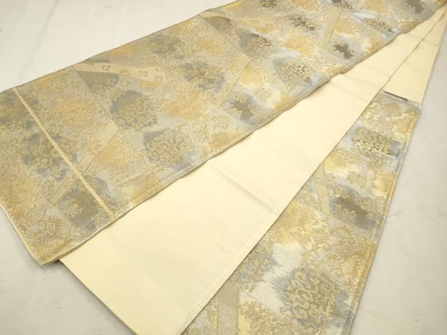 平和屋着物◎六通柄袋帯　切嵌更紗花文　金糸　正絹　逸品　CAAV0326qe