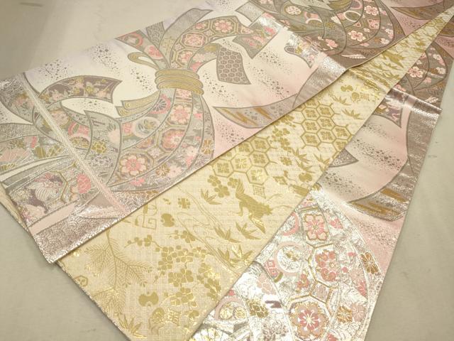 平和屋着物◎両面　全通柄袋帯　唐織　束ね熨斗吉祥文　金銀糸　正絹　逸品　CAAV0375qe
