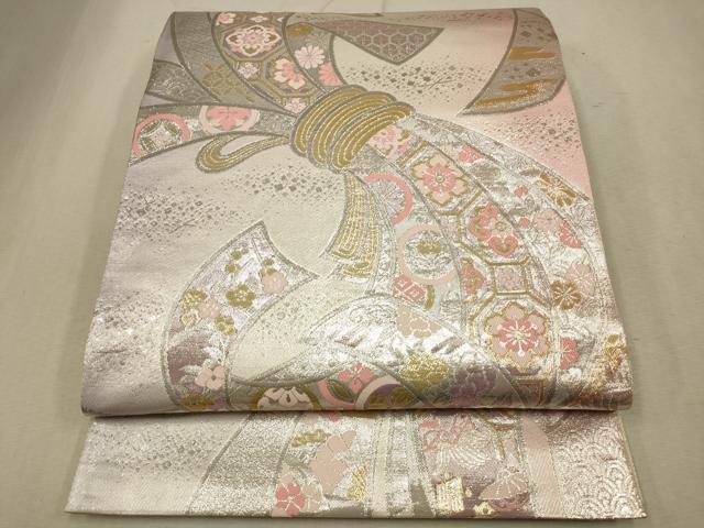 平和屋着物◎両面　全通柄袋帯　唐織　束ね熨斗吉祥文　金銀糸　正絹　逸品　CAAV0375qe
