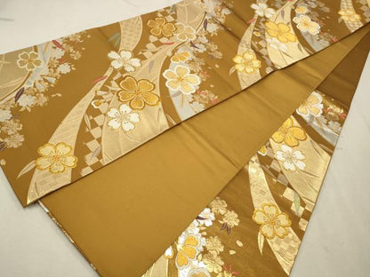 平和屋着物◎六通柄袋帯　唐織　枝垂れ花文　金銀糸　正絹　逸品　CAAV0383qe