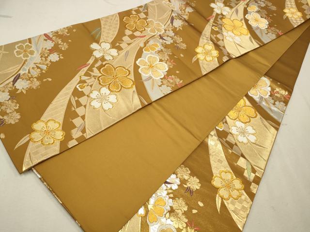 平和屋着物◎六通柄袋帯　唐織　枝垂れ花文　金銀糸　正絹　逸品　CAAV0383qe