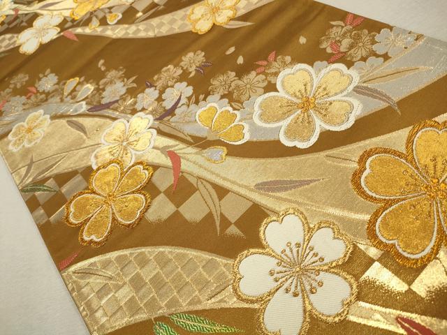 平和屋着物◎六通柄袋帯　唐織　枝垂れ花文　金銀糸　正絹　逸品　CAAV0383qe