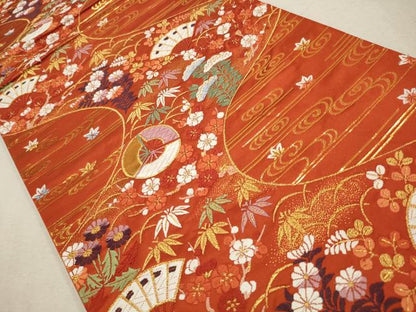平和屋着物◎六通柄袋帯　唐織　能衣錦　流水小袖文　金糸　正絹　逸品　CAAV0389qe