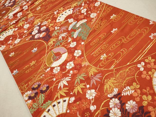 平和屋着物◎六通柄袋帯　唐織　能衣錦　流水小袖文　金糸　正絹　逸品　CAAV0389qe