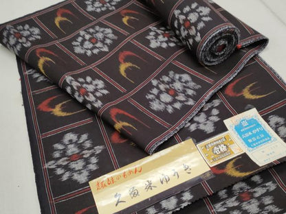 平和屋着物●久留米絣 反物 久留米ゆうき 吉祥文 証紙付き 着尺 綿 逸品 未使用 CAAV0464th