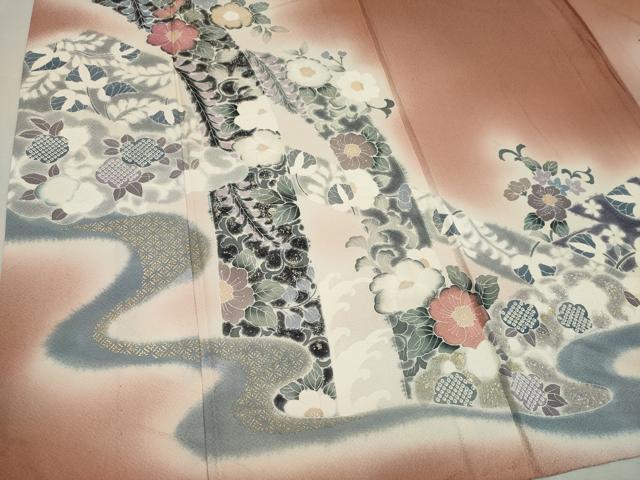 平和屋着物▽訪問着 単衣 辻が花 暈し染め 金銀彩 正絹 逸品 CAAV0885ou