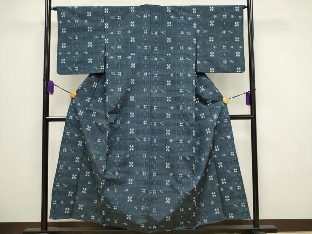 平和屋着物▽上質な紬 単衣 琉球絣文様 正絹 逸品 CAAV0886ou