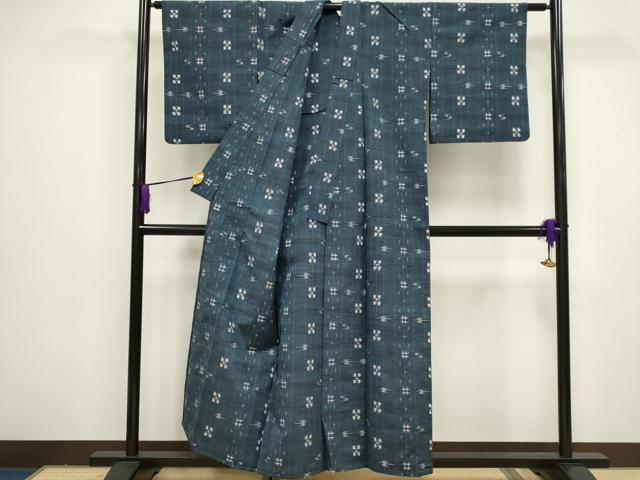 平和屋着物▽上質な紬 単衣 琉球絣文様 正絹 逸品 CAAV0886ou