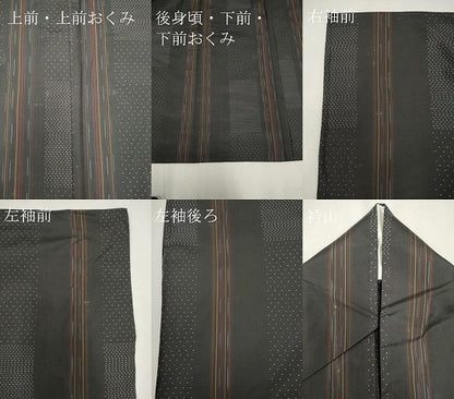 平和屋着物▽本場大島紬 単衣 縞吉祥文 証紙付き 正絹 逸品 CAAV0889ou