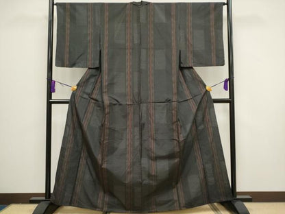 平和屋着物▽本場大島紬 単衣 縞吉祥文 証紙付き 正絹 逸品 CAAV0889ou