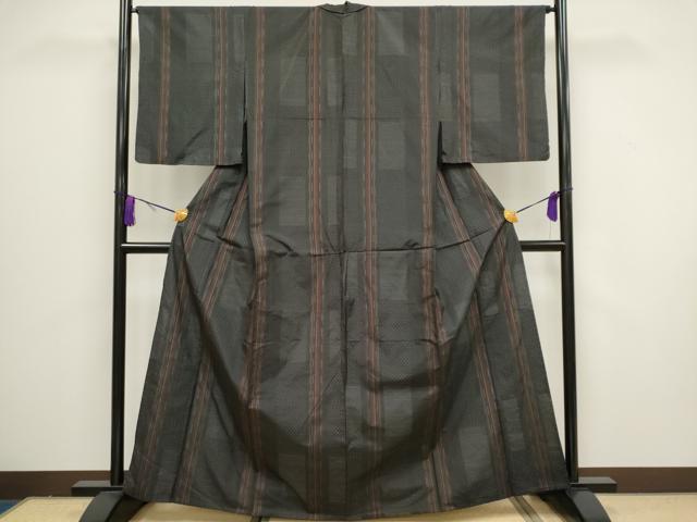 平和屋着物▽本場大島紬 単衣 縞吉祥文 証紙付き 正絹 逸品 CAAV0889ou