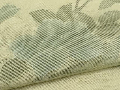 平和屋着物▽訪問着 単衣 無双 紗袷 紗×紗 休み鳥草花文 正絹 逸品 CAAV0892ou