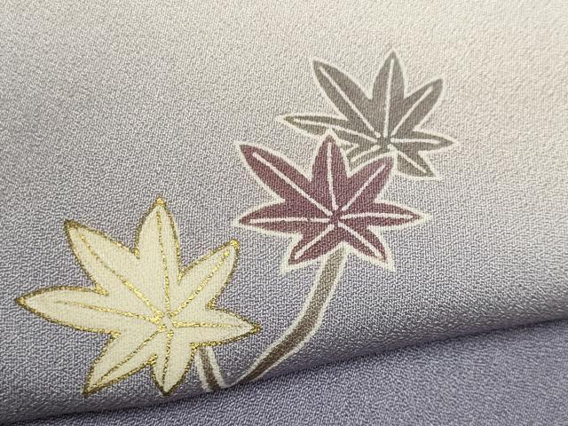 平和屋着物▽訪問着 単衣 駒刺繍 楓文 暈し染め 金彩 正絹 逸品 CAAV0898ou
