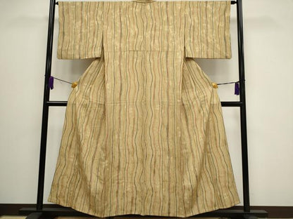 平和屋着物▽上質な小紋　単衣　流線文　正絹　逸品　CAAV0902ou