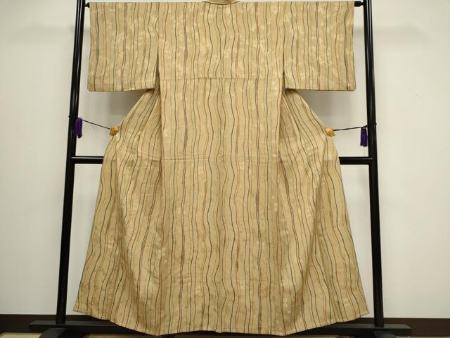 平和屋着物▽上質な小紋　単衣　流線文　正絹　逸品　CAAV0902ou