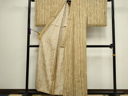 平和屋着物▽上質な小紋　単衣　流線文　正絹　逸品　CAAV0902ou