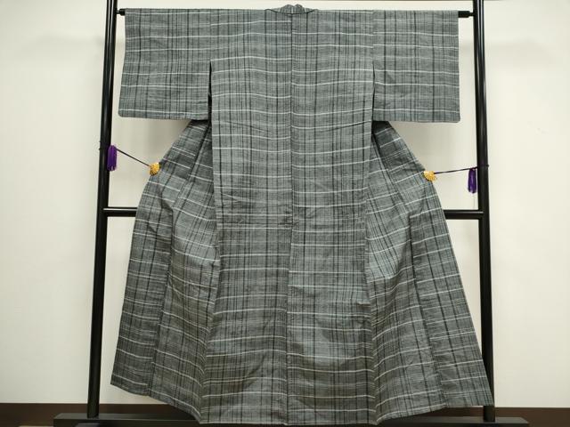 平和屋着物▽上質な紬 単衣 樹林文 正絹 逸品 CAAV0903ou
