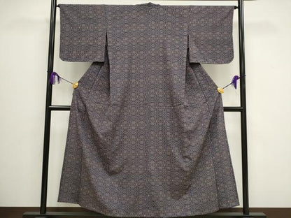 平和屋着物▽本塩沢　単衣　蜀江花文　正絹　逸品　CAAV0904ou