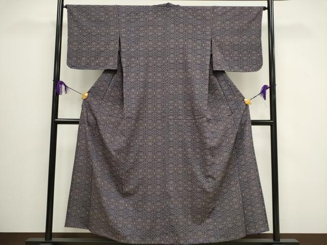 平和屋着物▽本塩沢　単衣　蜀江花文　正絹　逸品　CAAV0904ou