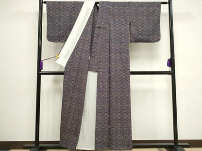 平和屋着物▽本塩沢　単衣　蜀江花文　正絹　逸品　CAAV0904ou