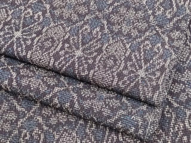平和屋着物▽本塩沢　単衣　蜀江花文　正絹　逸品　CAAV0904ou